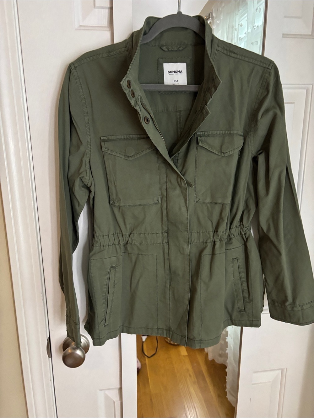 Like New SONOMA Women's Olive Utility Jacket with Drawstring Waist MP